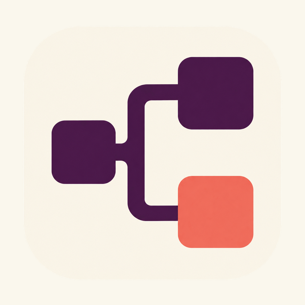 Branchroom plum branching icon with coral node