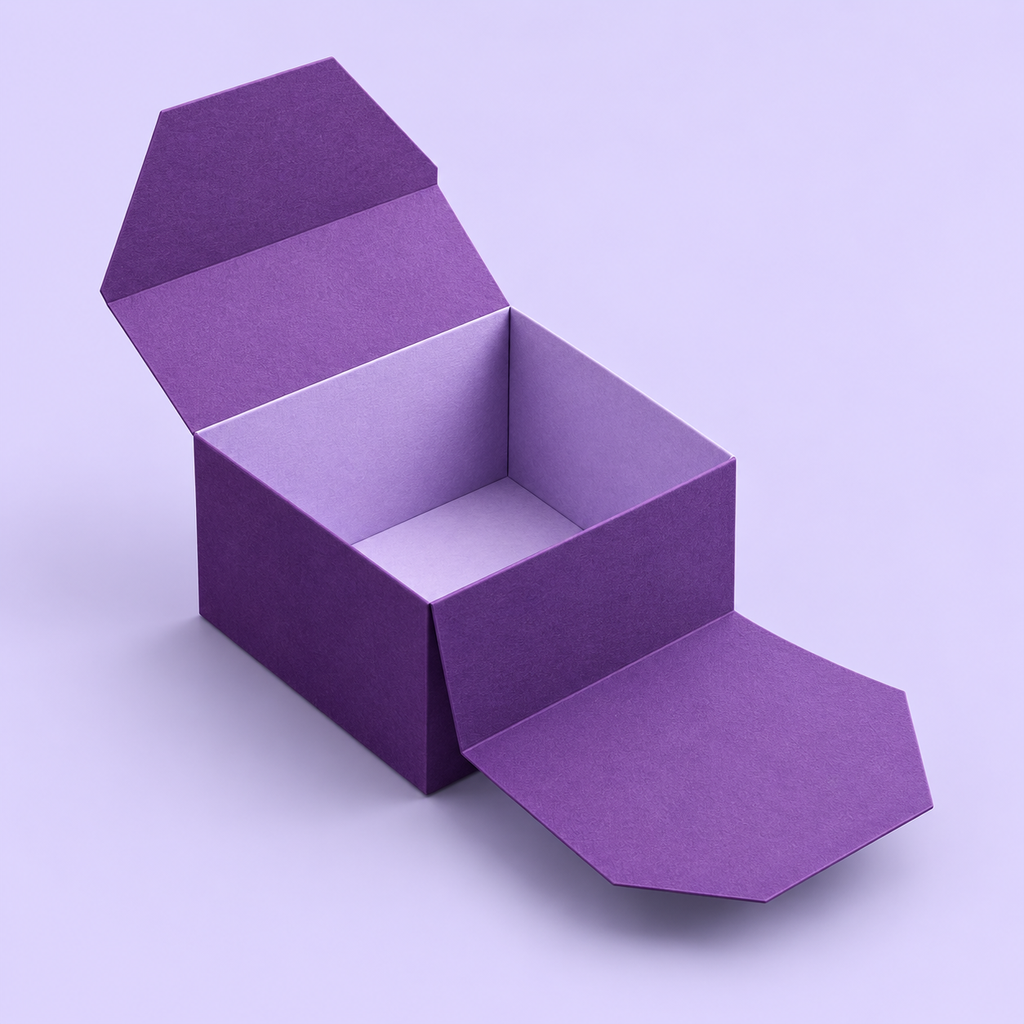 Cartovo violet folded paper box icon
