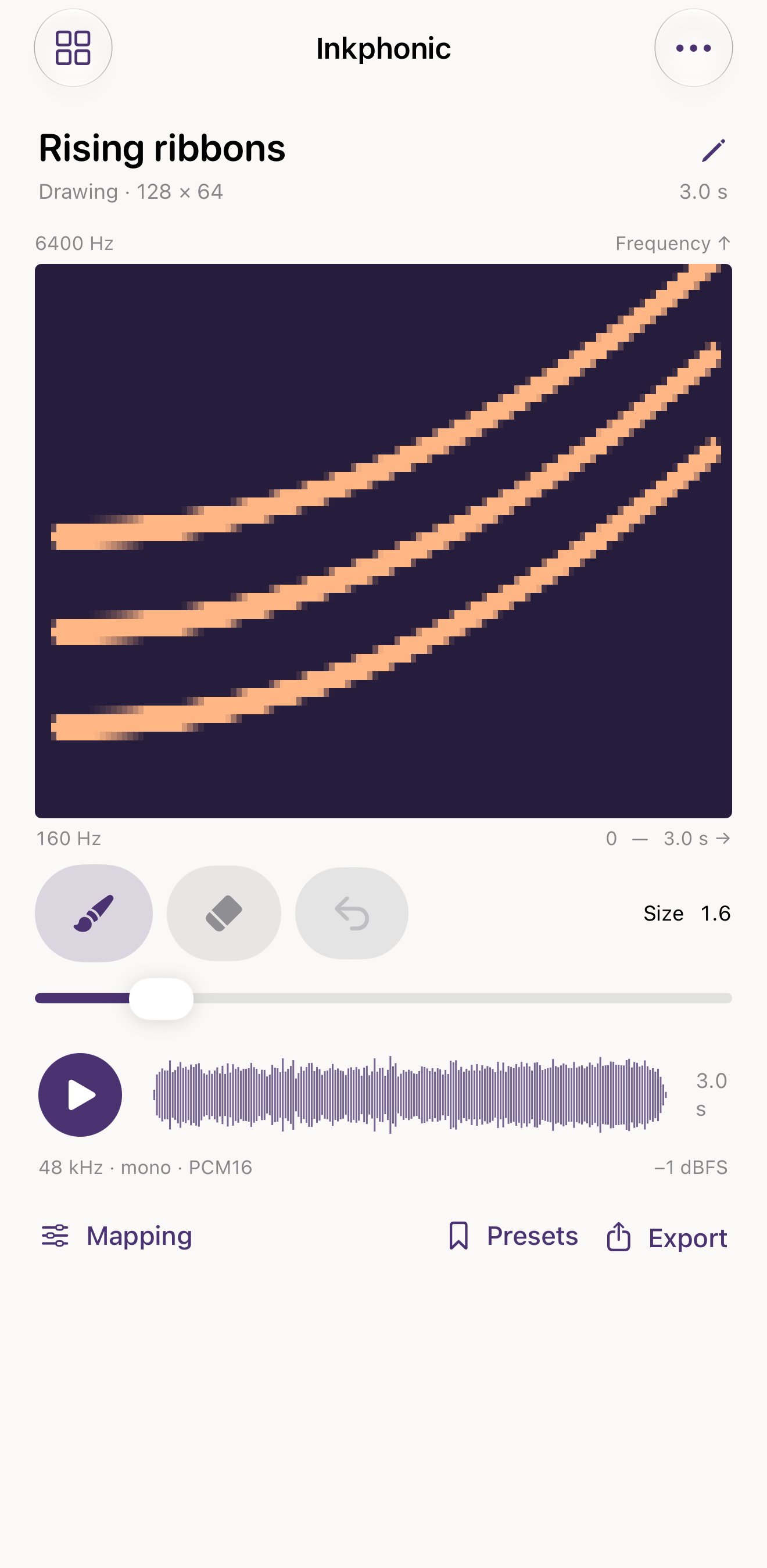 Actual Inkphonic iPhone painting and generated waveform