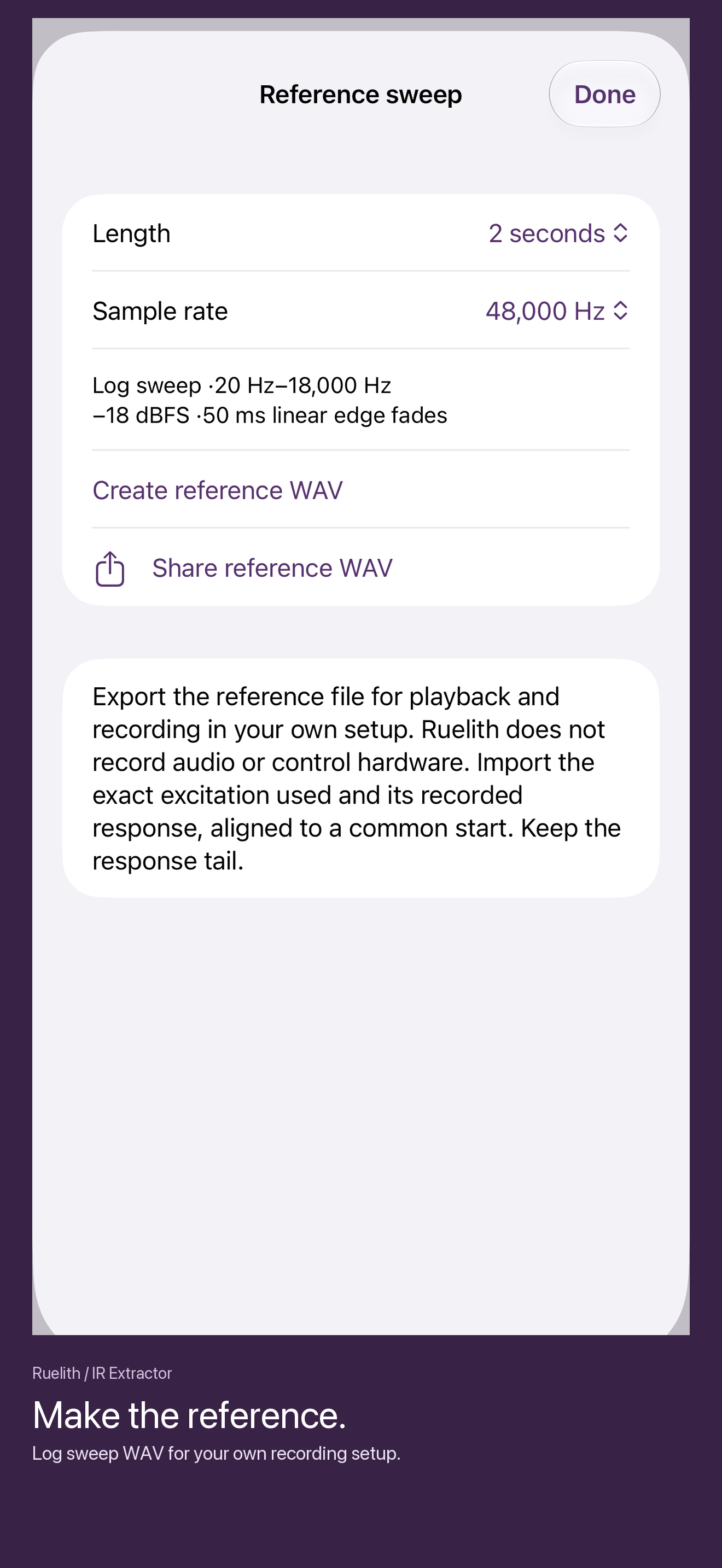 Reference sweep file generation