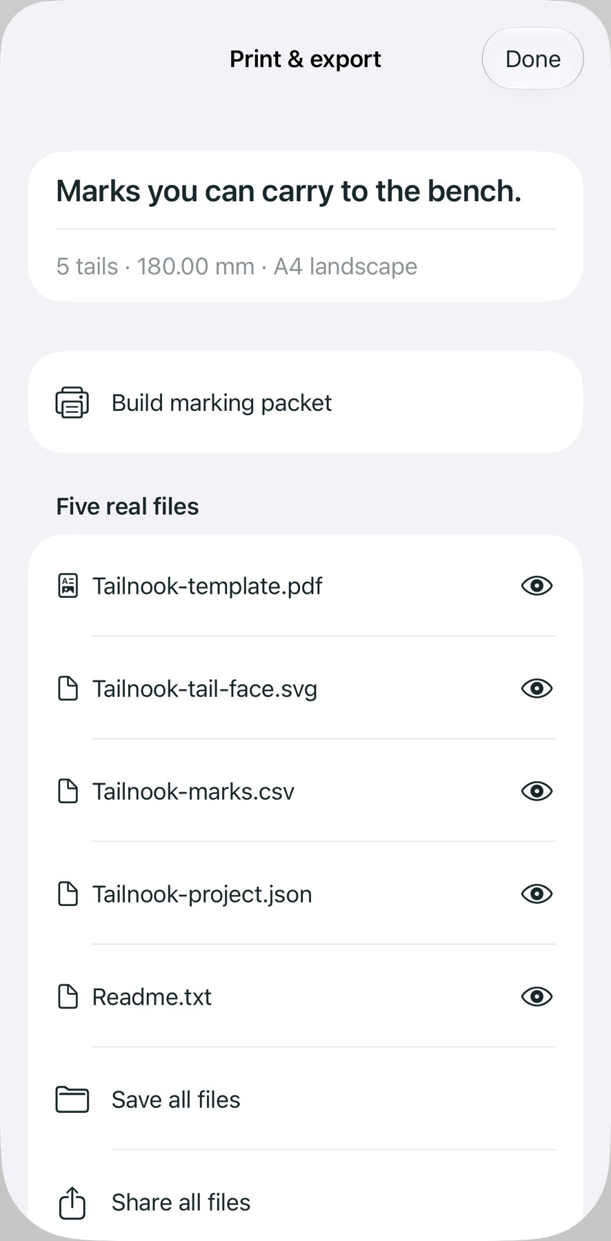 Actual five-file output