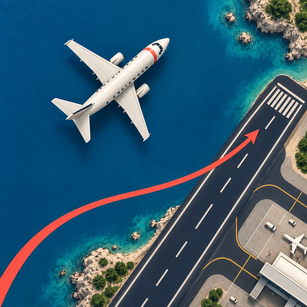 Apronvale’s original ivory aircraft and coral approach icon