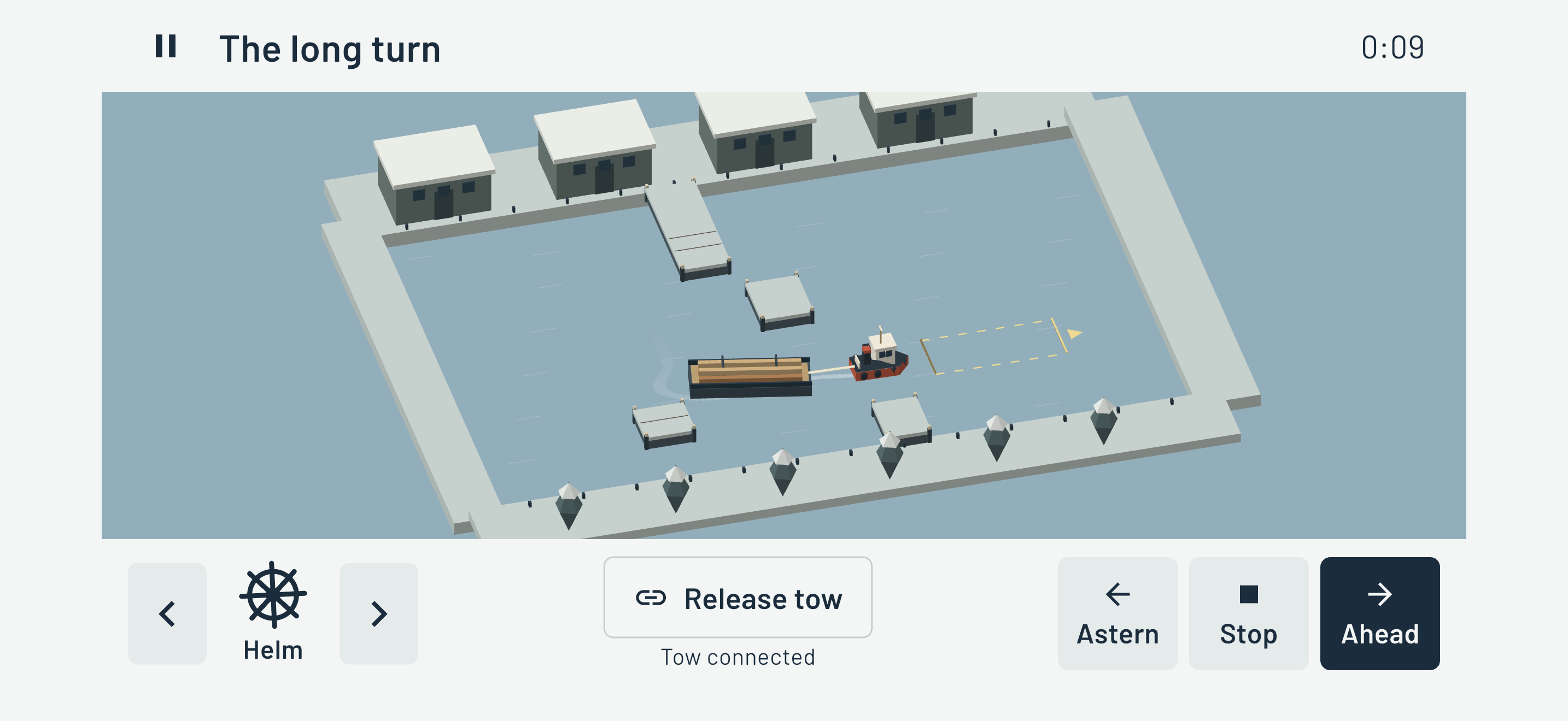Actual snowy wharf with long timber cargo