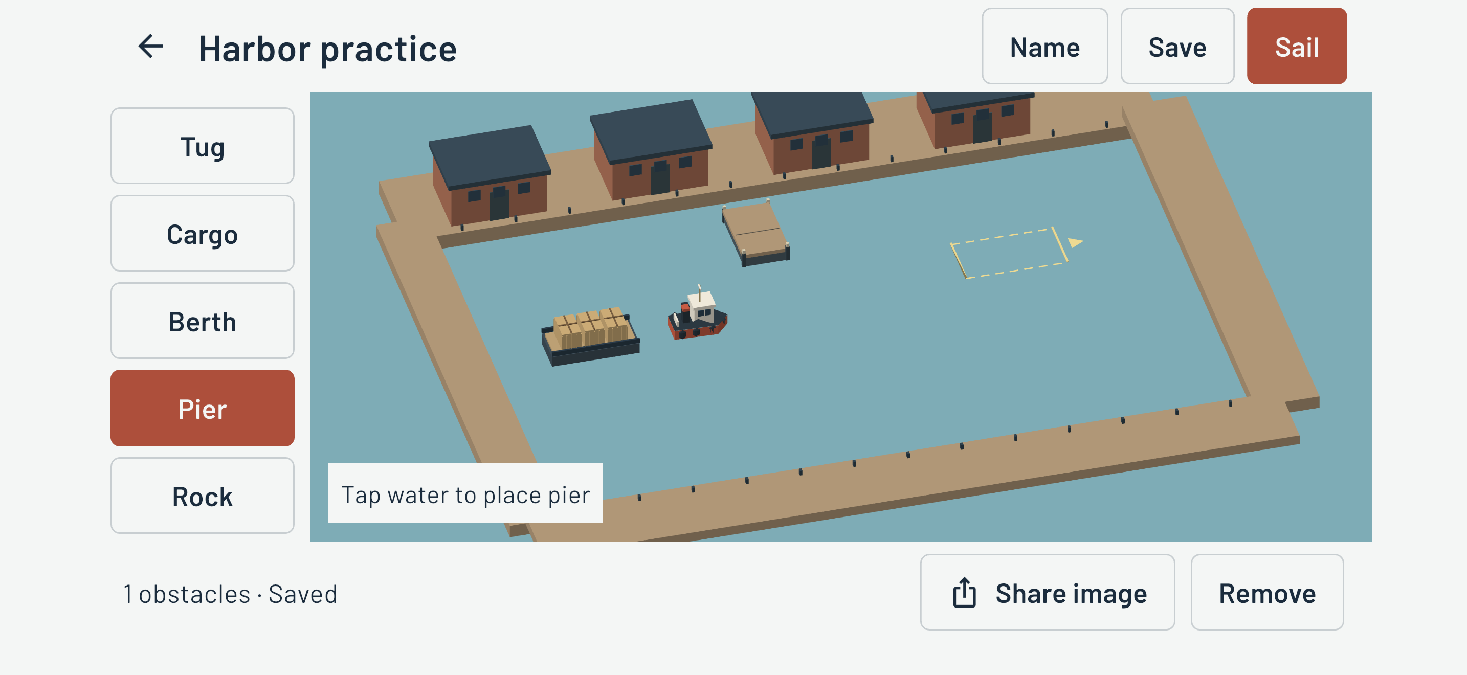 Actual Harbor Workshop with placement tools and a named saved harbor