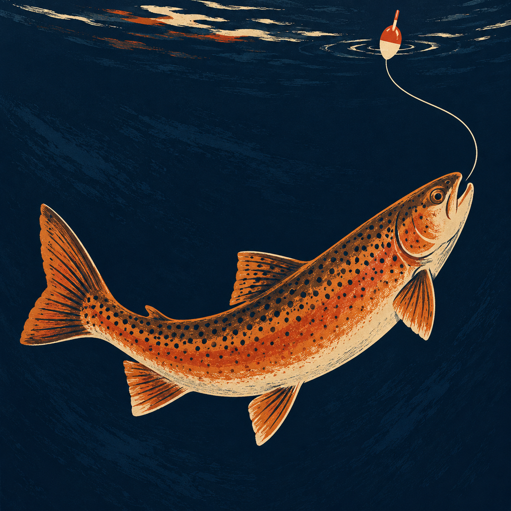 Copper trout and fishing float