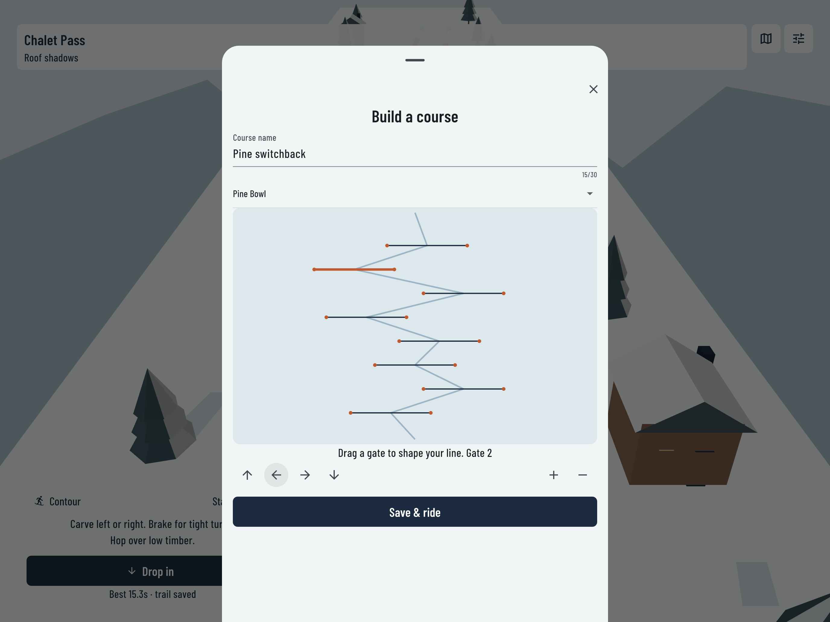Actual personal course builder with named course and movable gates