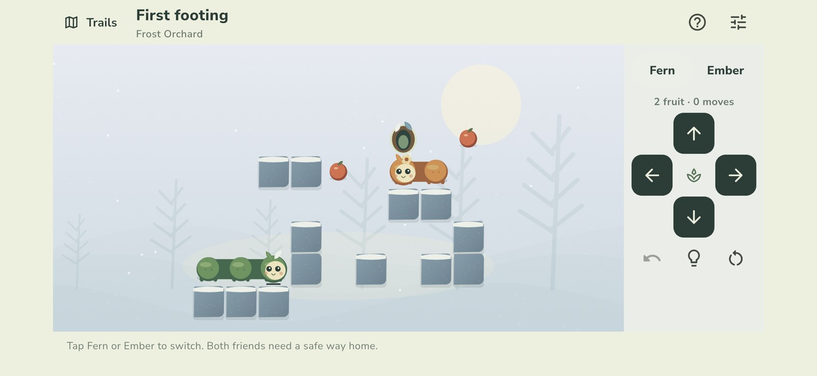 Actual native Fenncoil gameplay: Fern and Ember can support each other. Both need a way home.