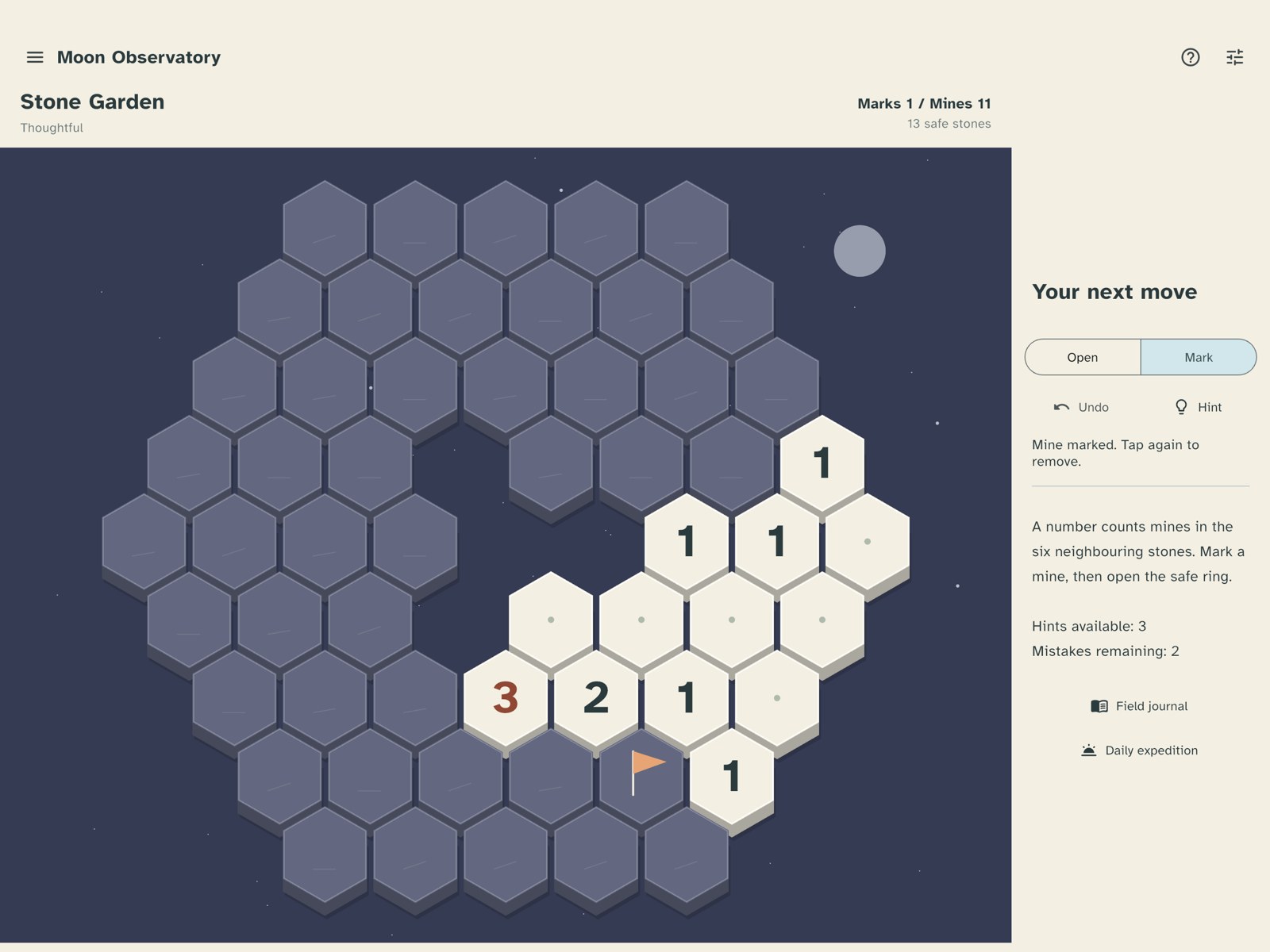 Actual Moon Observatory hex puzzle