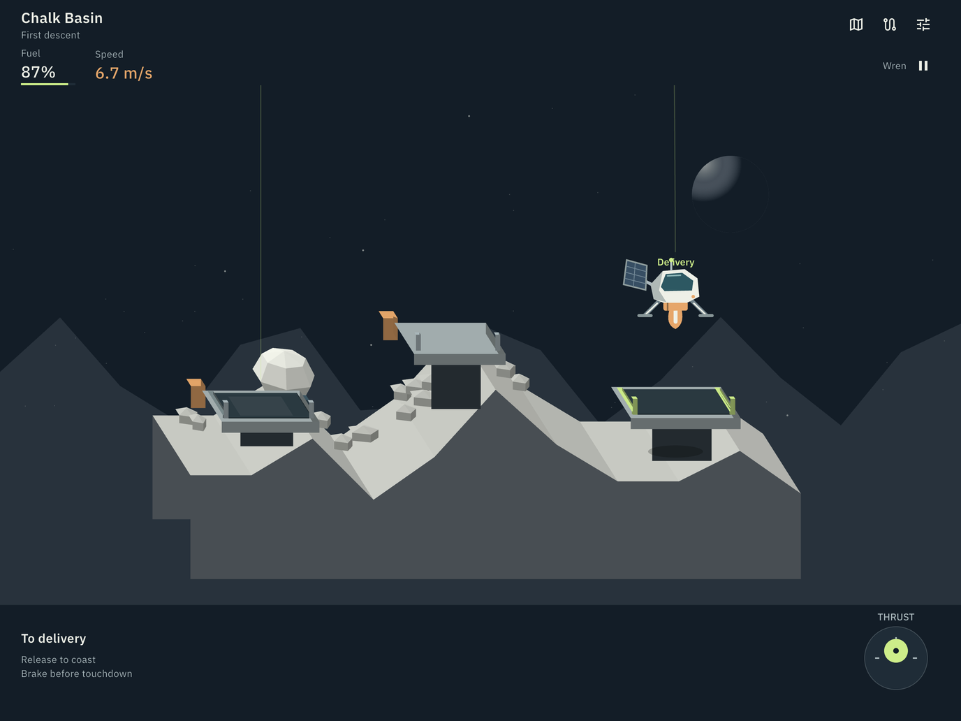 Actual iPad cargo flight with thrust control, fuel and velocity
