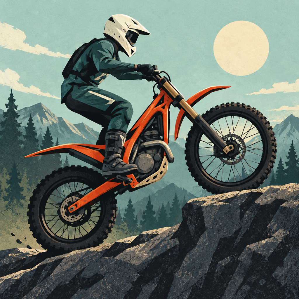 Ridgewheel orange motorcycle and ivory helmet icon