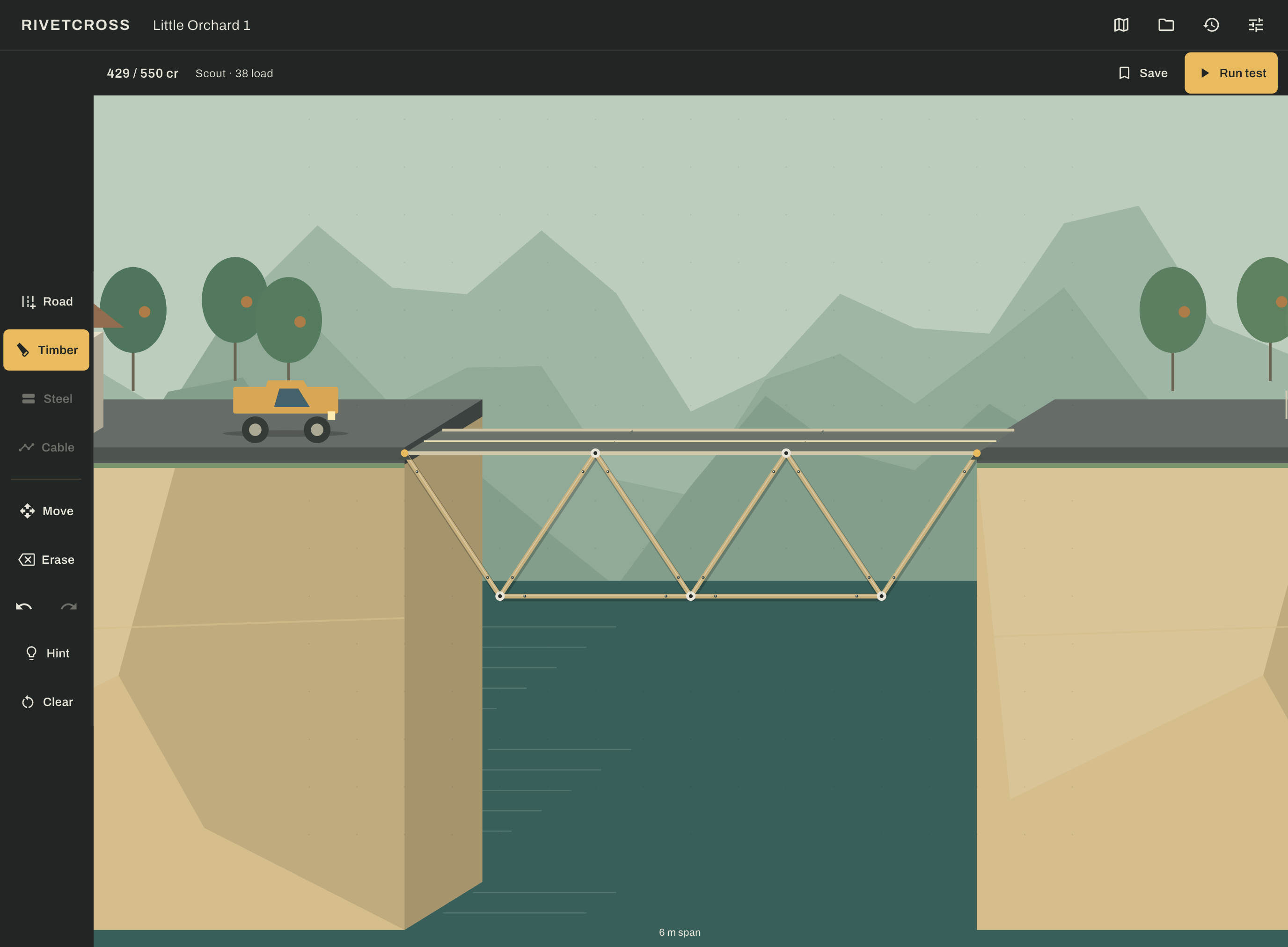 Actual Rivetcross bridge design screen