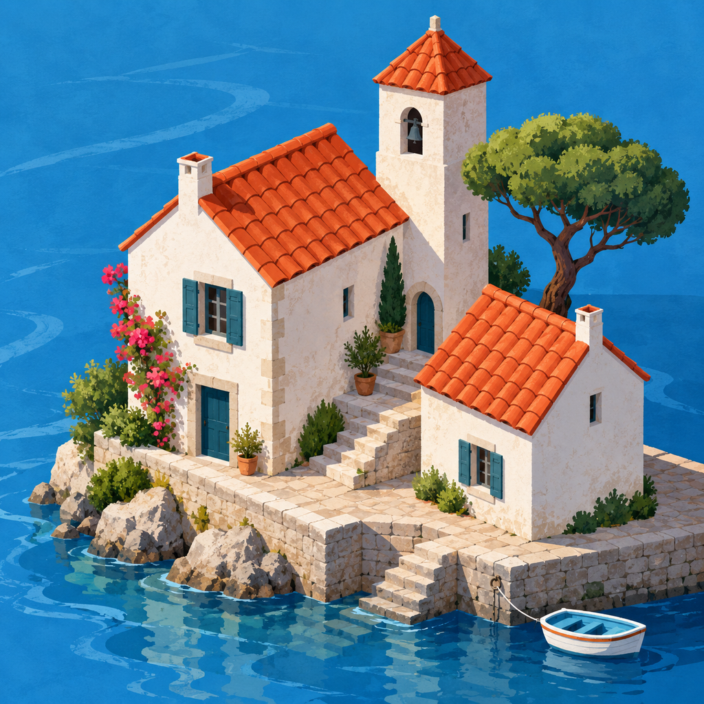 Roofkind coastal village icon