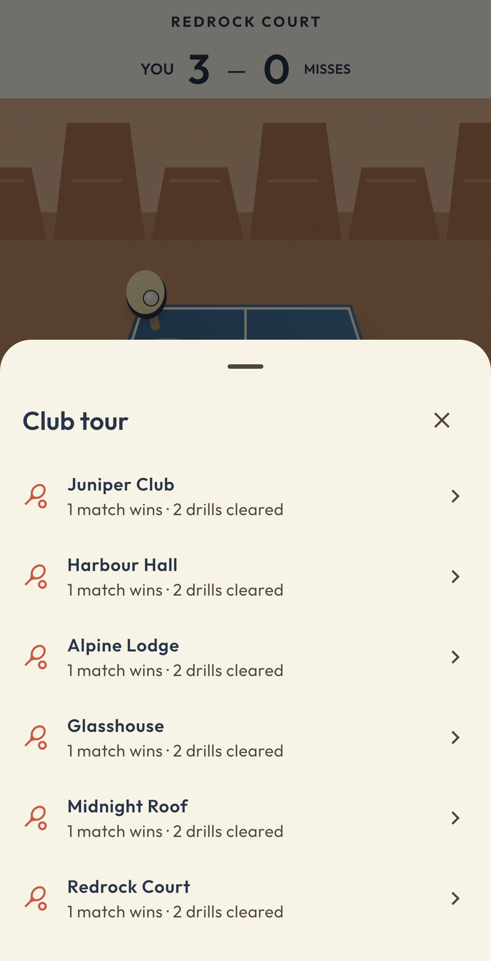 Actual Spinquet native screen: Earn your next court.