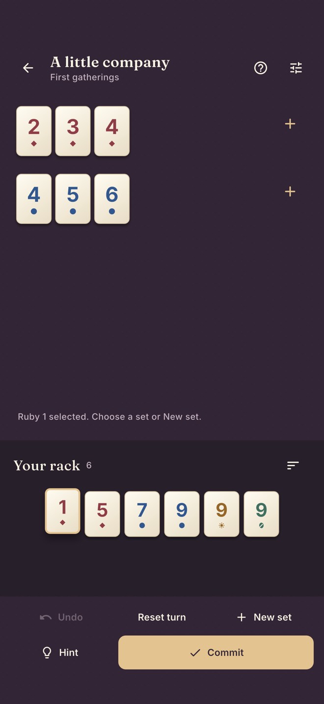 Actual phone tile-rummy puzzle