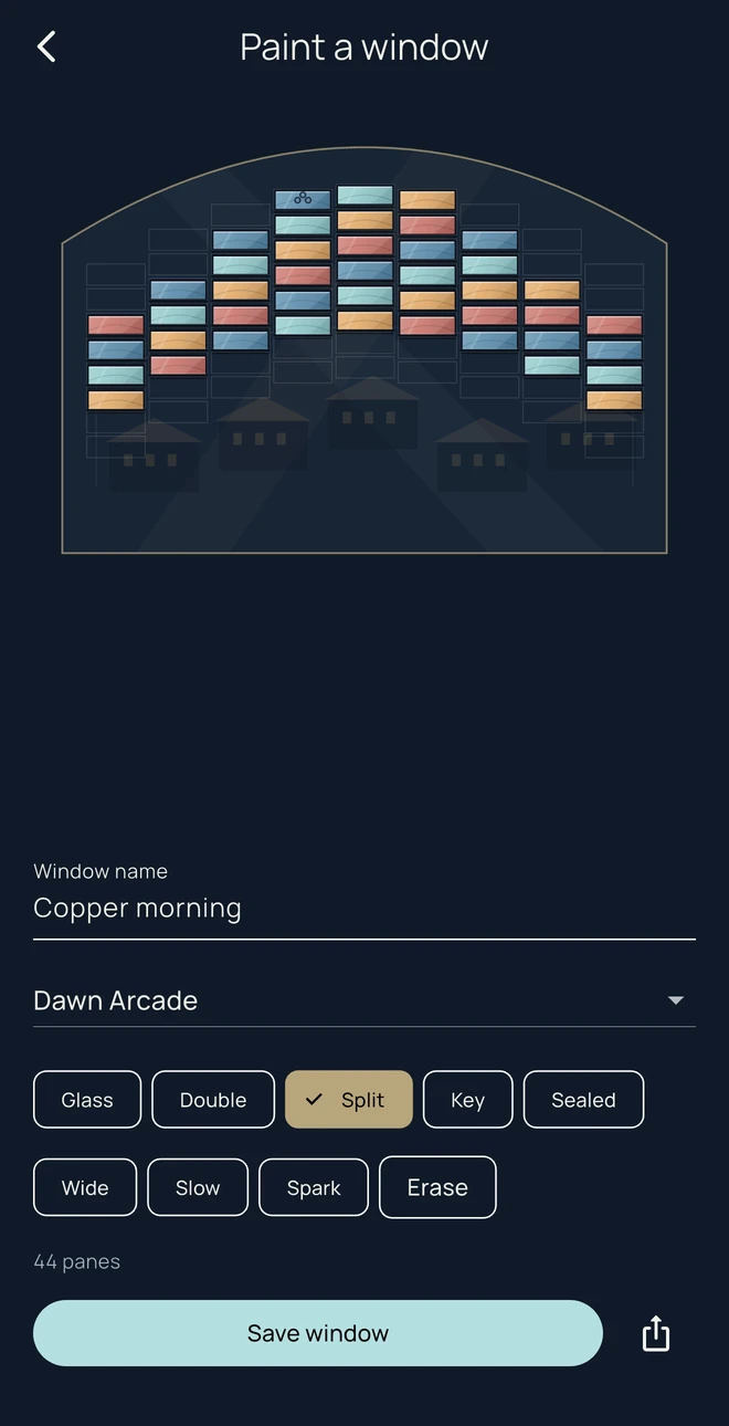 The real Glass studio with editable name, materials and save controls
